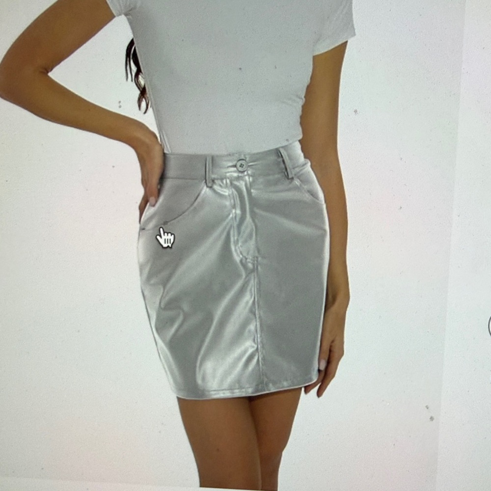 Silver Satin Mini Skirt